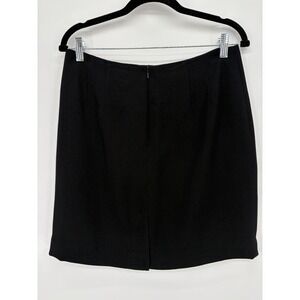 Apostrophe Black Pencil Skirt Womens Size 12 Lined Back Slit Career Office Work